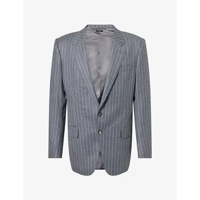 Tom Ford Mens  Pinstripe Single-breasted Suit Wool Blazer In Gray