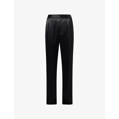 Tom Ford Mens Black Polka-dot Double-pleat Silk-blend Trousers