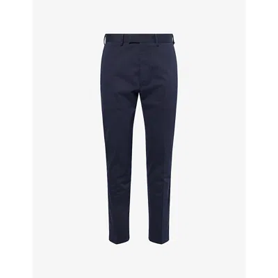 Tom Ford Mens Navy Regular-fit Tapered-leg Stretch -cotton Trousers In Blue