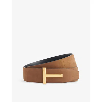 Tom Ford Mens Olive Reversible T Leather Belt In Green