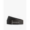 Tom Ford Dark Brown Reversible Textured Silver Buckle Belt In Brown