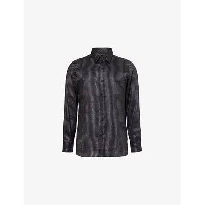 Tom Ford Striped Silk Blend Slim Fit Shirt In Black