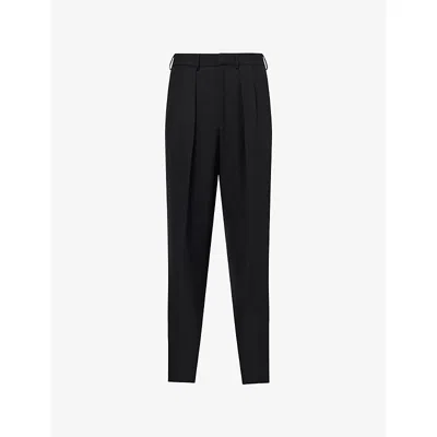 Tom Ford Mens Black Textured Straight-leg Wool Trousers