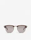Tom Ford Mens Tortoise Light Henry Square Half-frame Sunglasses In Tortoise Light