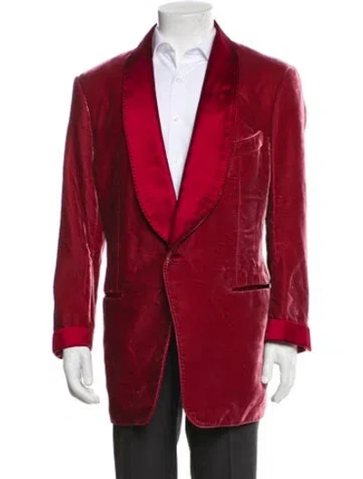 Pre-owned Tom Ford Mens Velvet Blazer In Red