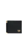 Tom Ford Money Clip Leather Wallet In Black