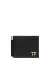 Tom Ford Money Clip Leather Wallet In Black