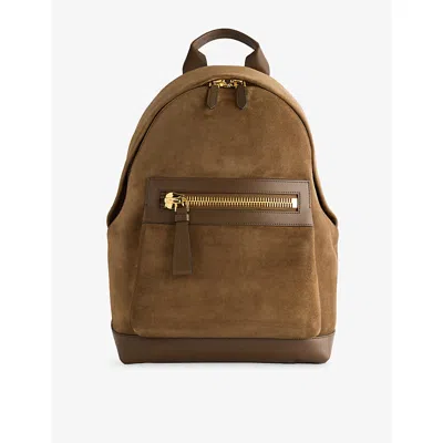 Tom Ford Mens Walnut Buckley Suede Backpack In Brown