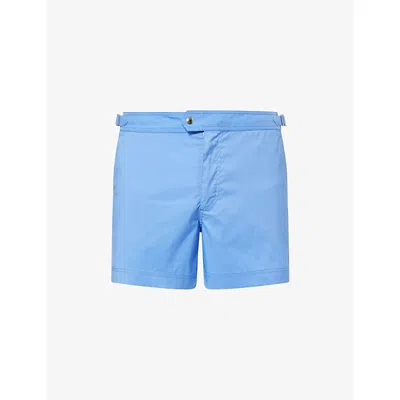 Tom Ford Mens Wedgewood Micro Compact Poplin Swim Shorts In Blue