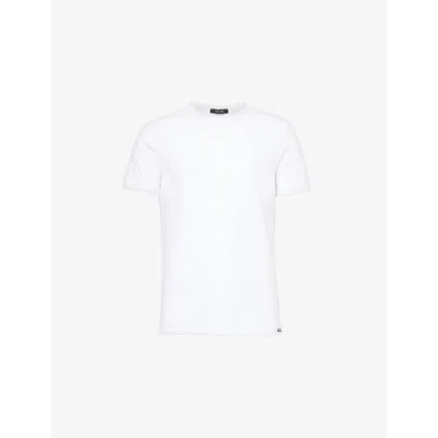 Tom Ford Mens White Crewneck Short-sleeve Cotton-blend Stretch-jersey T-shirt