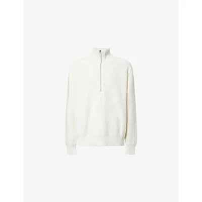 Tom Ford Mens  Half-zip Knitted Wool Jumper In White