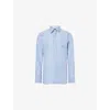 Tom Ford Mens White Indigo Stripe-print Slim-fit Cotton-poplin Shirt In Blue