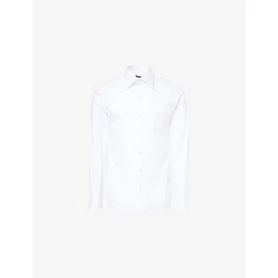 Tom Ford Mens White Slim-fit Long-sleeves Cotton-poplin Shirt
