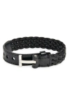 Tom Ford T-lock Interwoven-leather Bracelet In 1n001 Black