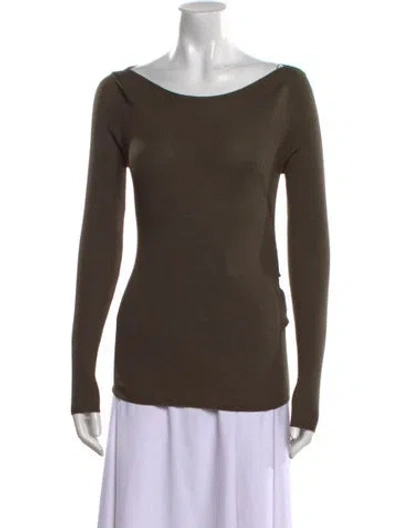 Pre-owned Tom Ford Merino Wool Bateau Neckline T-shirt In Green