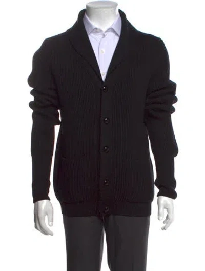 Pre-owned Tom Ford Merino Wool Collar Cardigan In Black