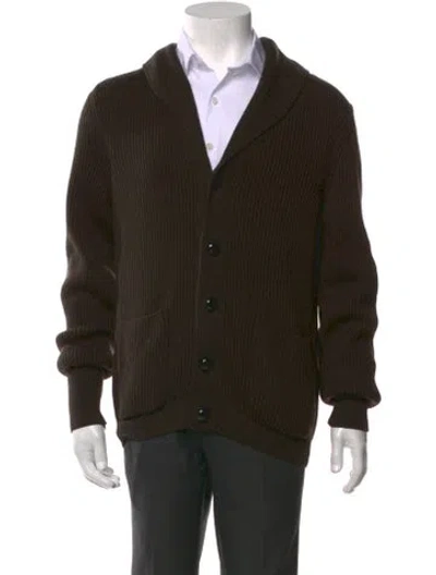 Pre-owned Tom Ford Merino Wool Collar Cardigan In Brown