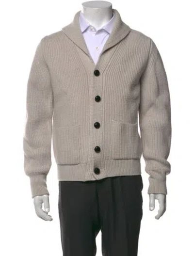 Pre-owned Tom Ford Merino Wool Collar Cardigan In Neutrals