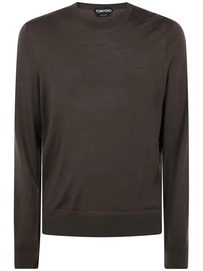 Tom Ford Round Neck T-shirt In Dark Olive