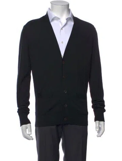Pre-owned Tom Ford Merino Wool V-neck Cardigan In Black