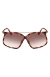 Tom Ford Oversize-frame Sunglasses In Shiny Havana Rose Gold/brown