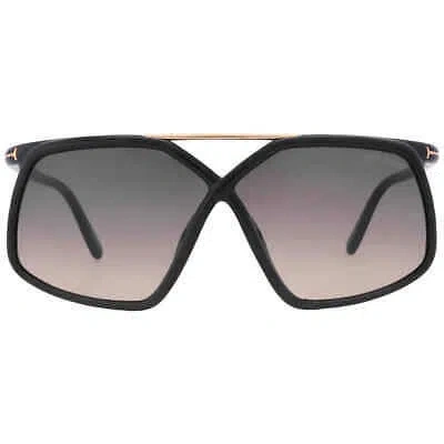 Pre-owned Tom Ford Meryl Smoke Gradient Butterfly Ladies Sunglasses Ft1038 01b 64 In Gray