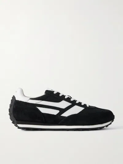 Tom Ford Suede Sneakers With Contrast Panels And Flat Sole In Black