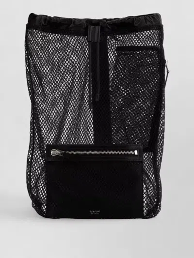 Tom Ford Mesh Backpack Featuring Practical Front Zip Pocket In Black