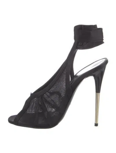 Pre-owned Tom Ford Mesh Colorblock Pattern Slingback Pumps In Black