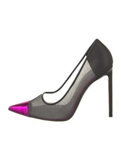 Pre-owned Tom Ford Mesh Leather Trim Embellishment Pumps In Black