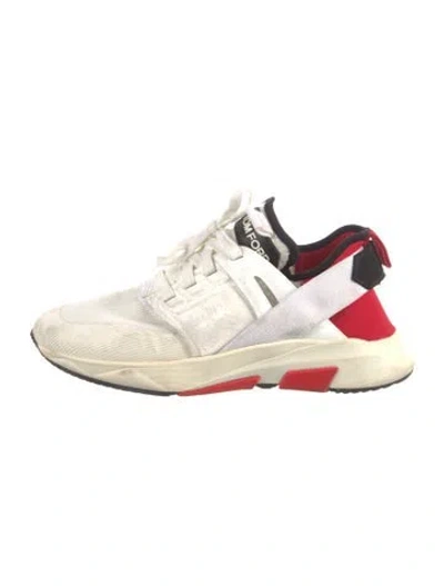 Pre-owned Tom Ford Mesh Printed Athletic Sneakers In White