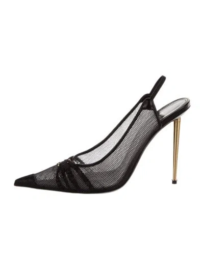 Pre-owned Tom Ford Mesh Slingback Pumps In Black