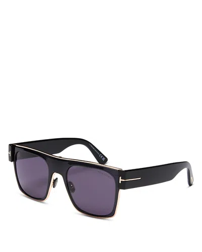 Tom Ford Metal Accent Square Sunglasses, 54mm In Black