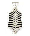 Tom Ford Optical Scaloppe-print Halterneck One-piece Swimsuit With Chain In Nude