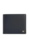 Tom Ford Metal-logo Leather Card Holder In Black