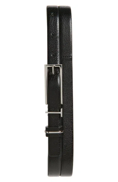Tom Ford Metal T Goatskin Leather Belt In Black