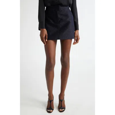 Tom Ford Metallic Bouclé Miniskirt In Combo Black/ Blue