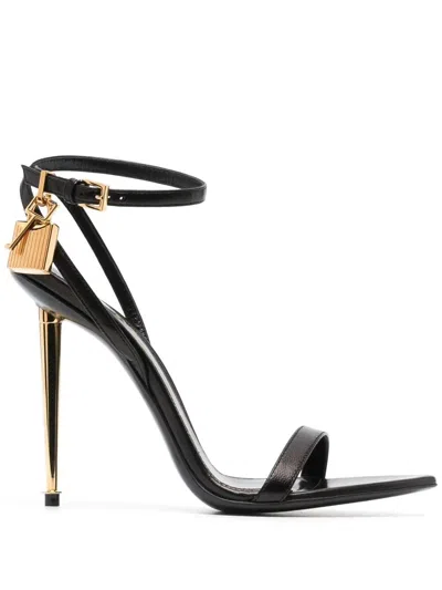 Tom Ford Metallic Heeled Sandal In Black