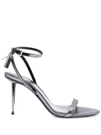 Tom Ford Metallic Heeled Sandals In Green