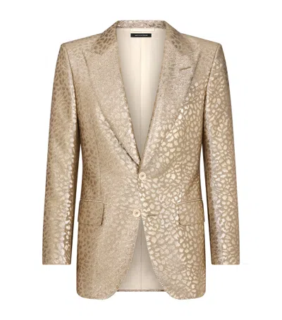 Tom Ford Metallic Jacquard Dyllan Blazer In Beige