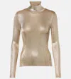 Tom Ford Metallic Knit Turtleneck Sweater In Gold