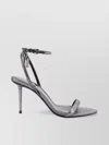 Tom Ford Metallic Sandals With High Stiletto Heel And Padlock Detail On The Ankle In Leather Woman