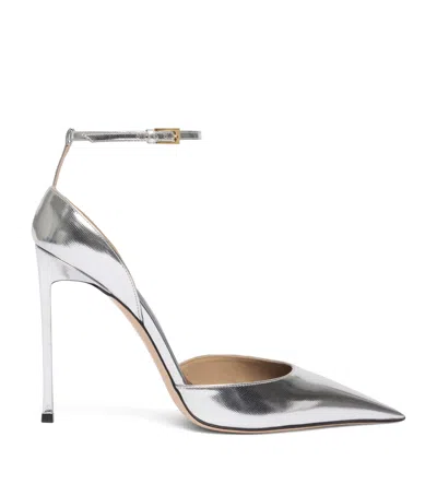 Tom Ford Metallic Leather Vertigo Mules 105 In Silver