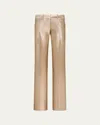 Tom Ford Metallic Low Waist Flare Wool Pants In Golden Cha