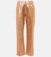 Tom Ford Metallic Mid-rise Boyfriend Jeans In Nude