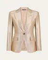 Tom Ford Metallic One-button Wool Blazer In Golden Cha