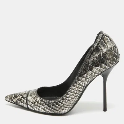 Pre-owned Tom Ford Metallic Python Leather Pointed Toe Pumps Size 38