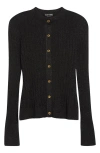 Tom Ford Metallic Rib Cardigan In Black