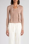 Tom Ford Metallic Rib Cardigan In Brown