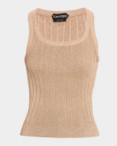 Tom Ford Metallic Rib Tank In Brown
